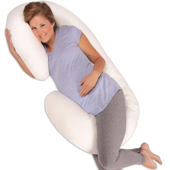 White Leachco Pregnancy Body  Pillow with Grey Cover - Picture 3 of 3